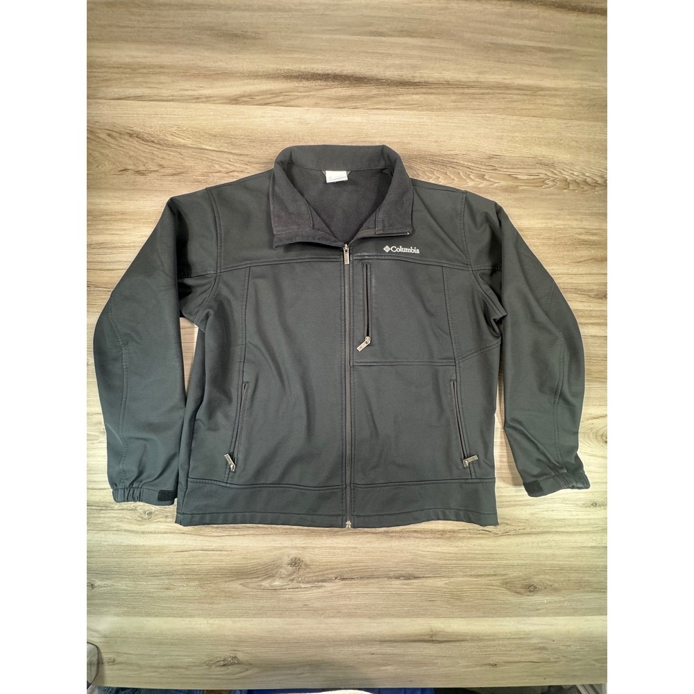 Columbia‎ Mens XL Ascender Softshell Jacket Full Zip Up Coat Black Fleece Lined